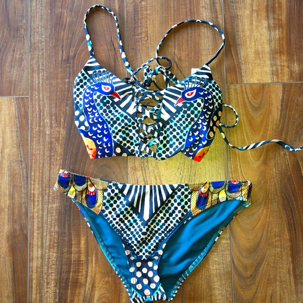 Mara Hoffman Peacock Bikini Set Size S